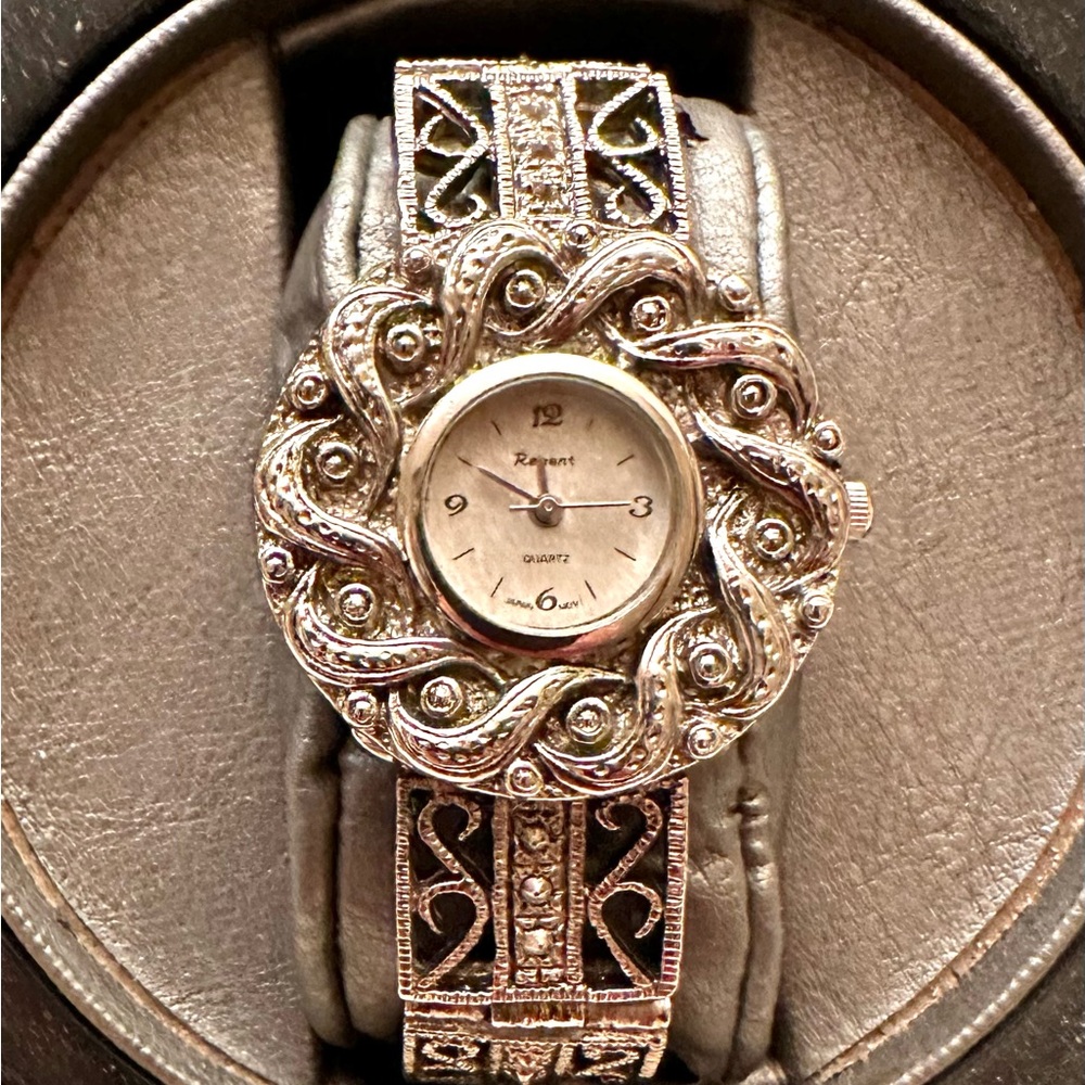 Art Deco-style Vintage Quartz watch/bracelet by Regent.  New Swiss battery.
